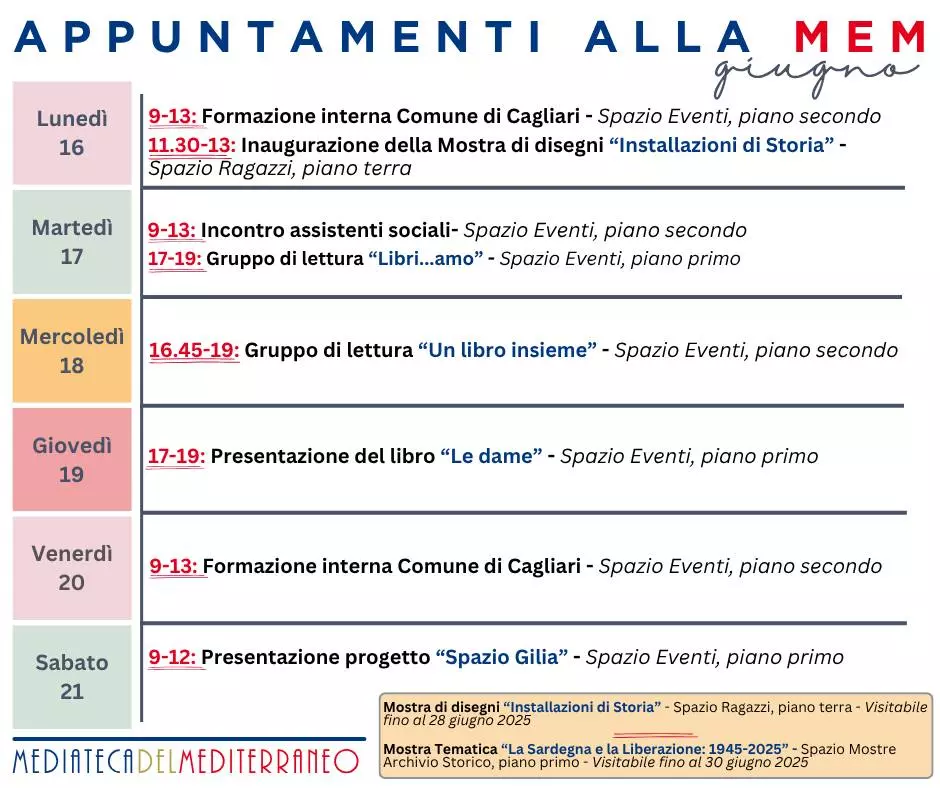 Mem: appuntamenti dal 16 al 22 giugno 2025
