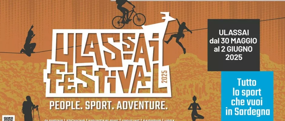 Grafica ufficiale per l'evento Ulassai Festival 2025 “People, Adventure, Sport”