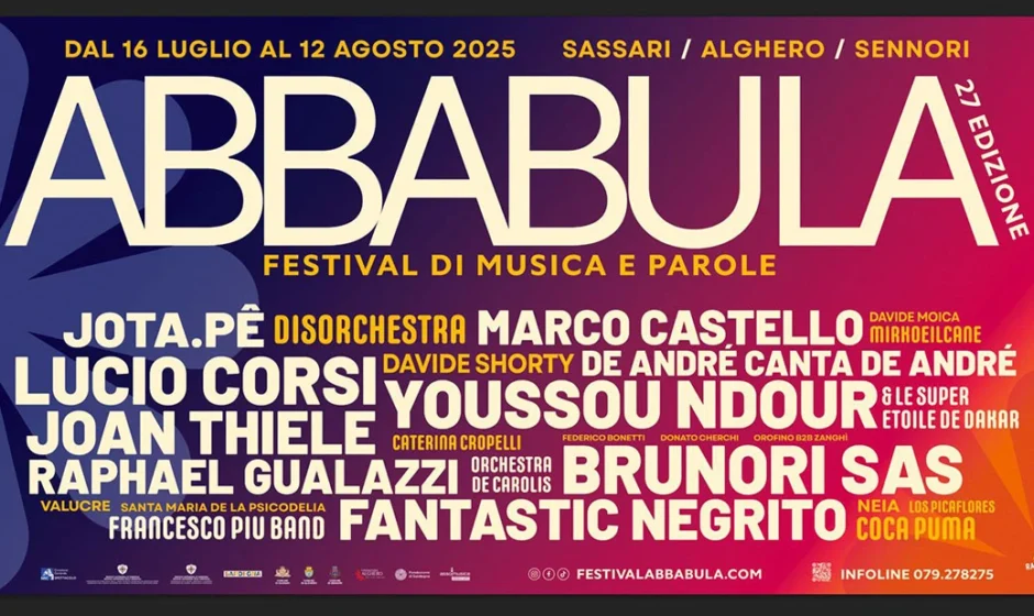 Locandina ufficiale Festival Abbabula 2025 in Sardegna