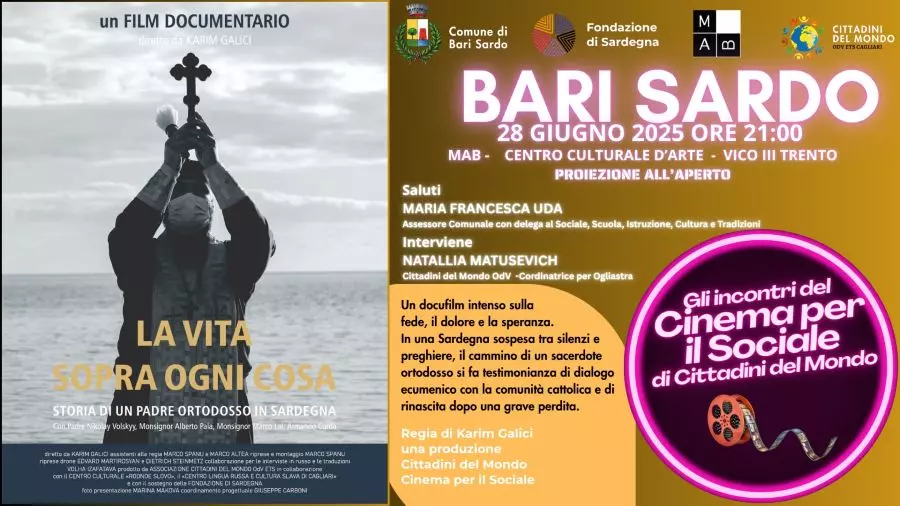 “La vita sopra ogni cosa”: Proiezione del docufilm a Bari Sardo