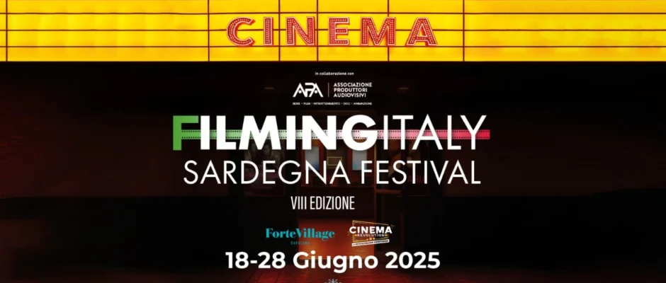 Locandina ufficiale del Filming Italy Sardegna Festival 2025 con date 19-22 giugno tra Cagliari e Forte Village.