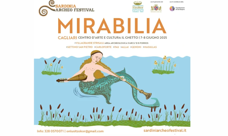 Locandina ufficiale del Sardinia Archeo Fest 2025 con date, partner e informazioni principali dell’evento.
