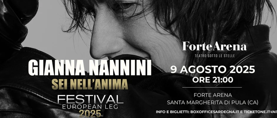 Gianna Nannini in concerto in Sardegna alla Forte Arena di Santa Margherita di Pula, agosto 2025