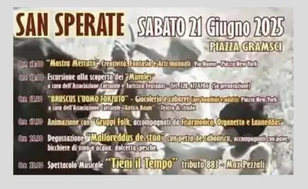 Locandina e programma sagra dei malloredus San Sperate 21 giugno