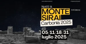 Locandina ufficiale della XVII edizione di Notti a Monte Sirai 2025 a Carbonia