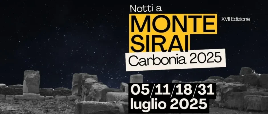Locandina ufficiale della XVII edizione di Notti a Monte Sirai 2025 a Carbonia