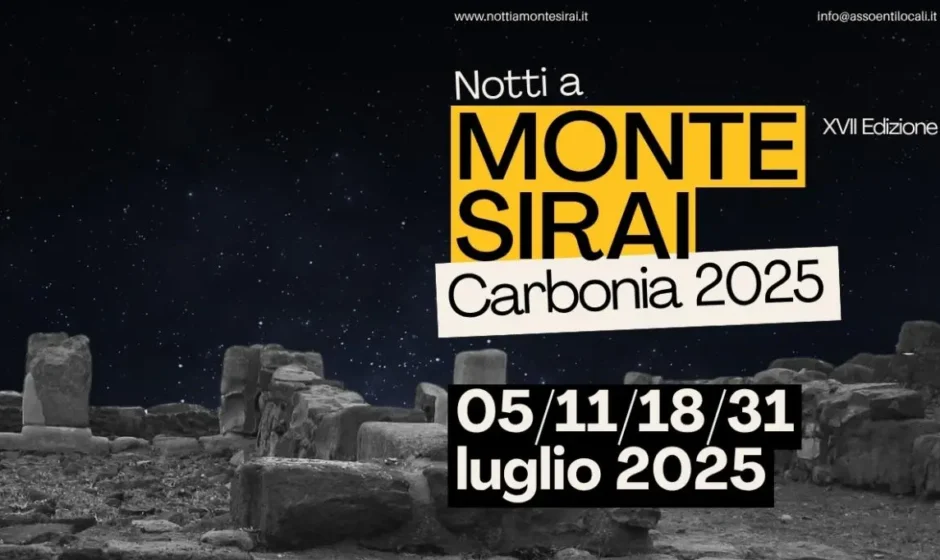 Locandina ufficiale della XVII edizione di Notti a Monte Sirai 2025 a Carbonia
