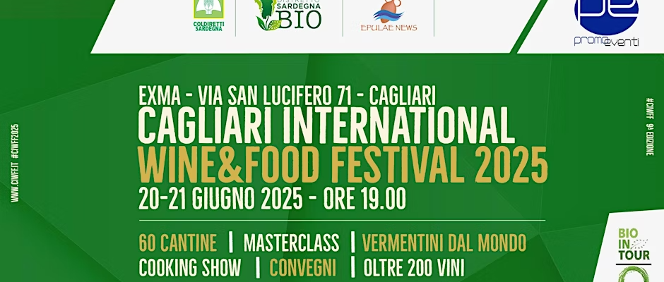 locandina ufficiale evento Cagliari International Wine&Food Festival 2025 all’EXMA