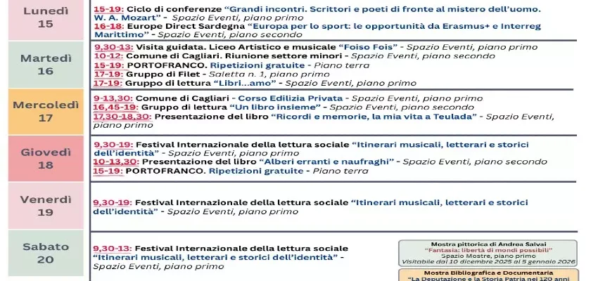 Appuntamenti alla MEM della prossima settimana