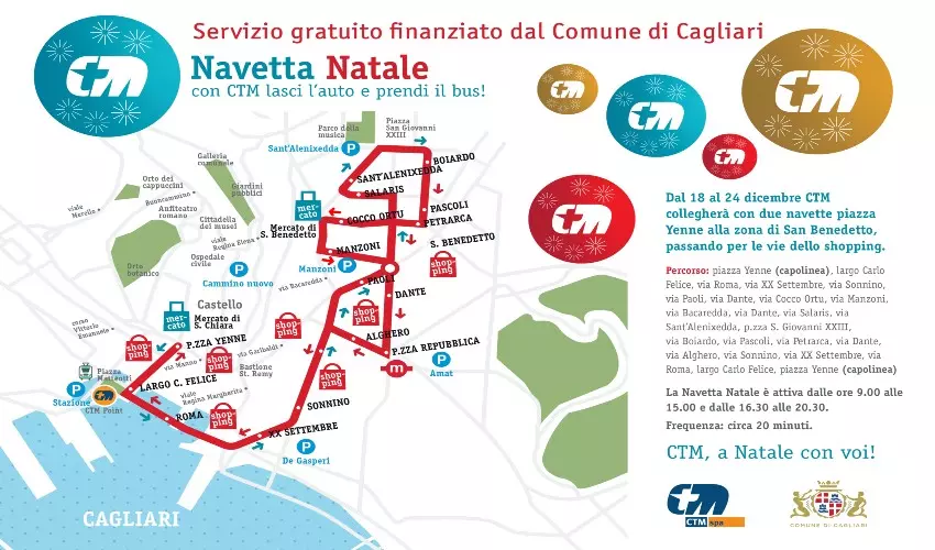 CTM Cagliari – Navette Natale 2025: servizio gratuito dal 18 al 24 dicembre