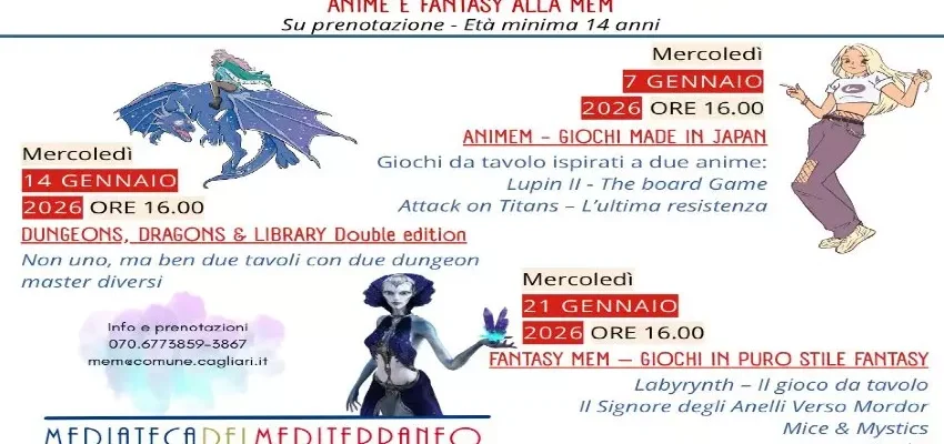 Eventi Cagliari - MEM giochi, fantasy e immaginari tra anime e draghi